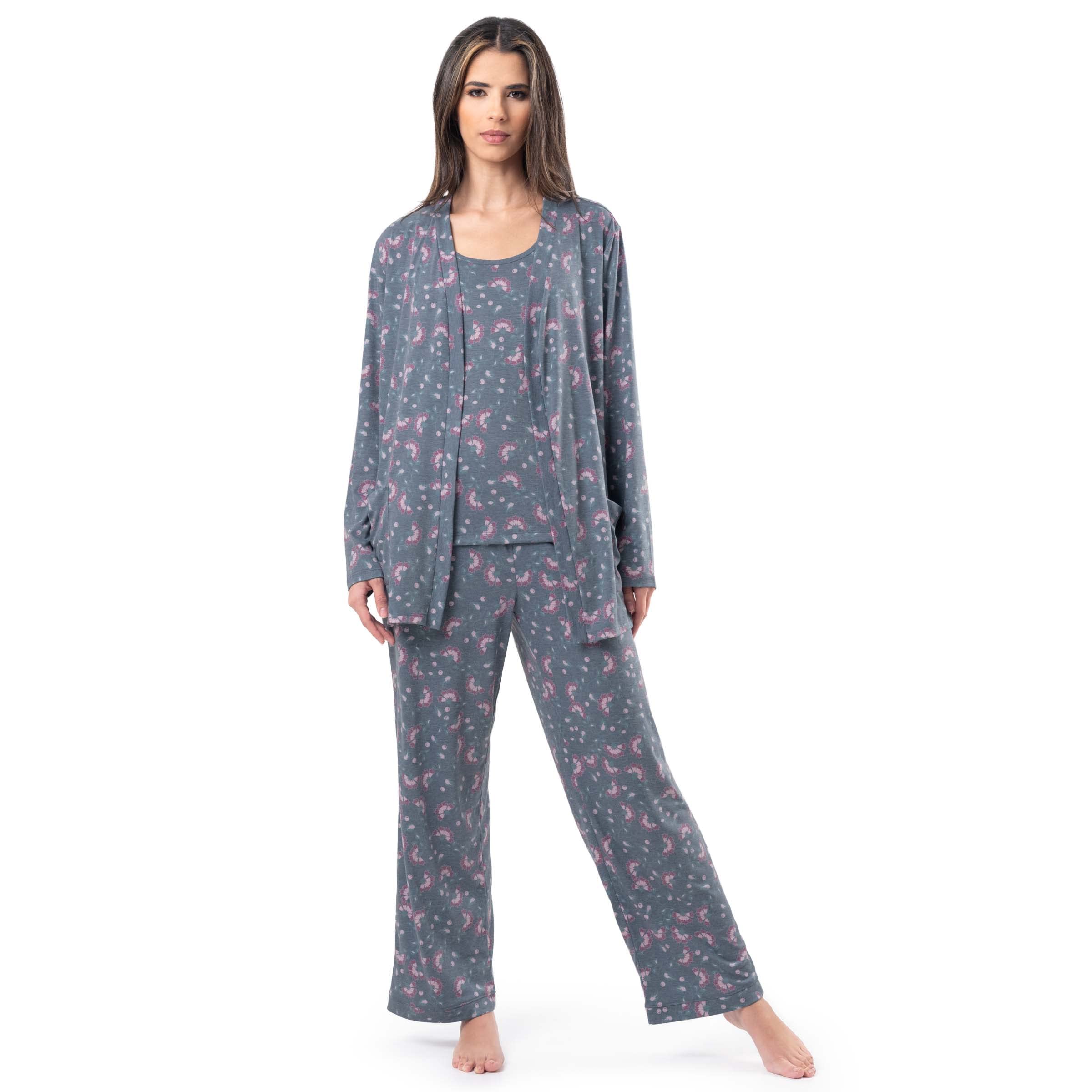 Fruit of the Loom womens Breathable Tank Top, Pant, and Cardigan Sleep Set