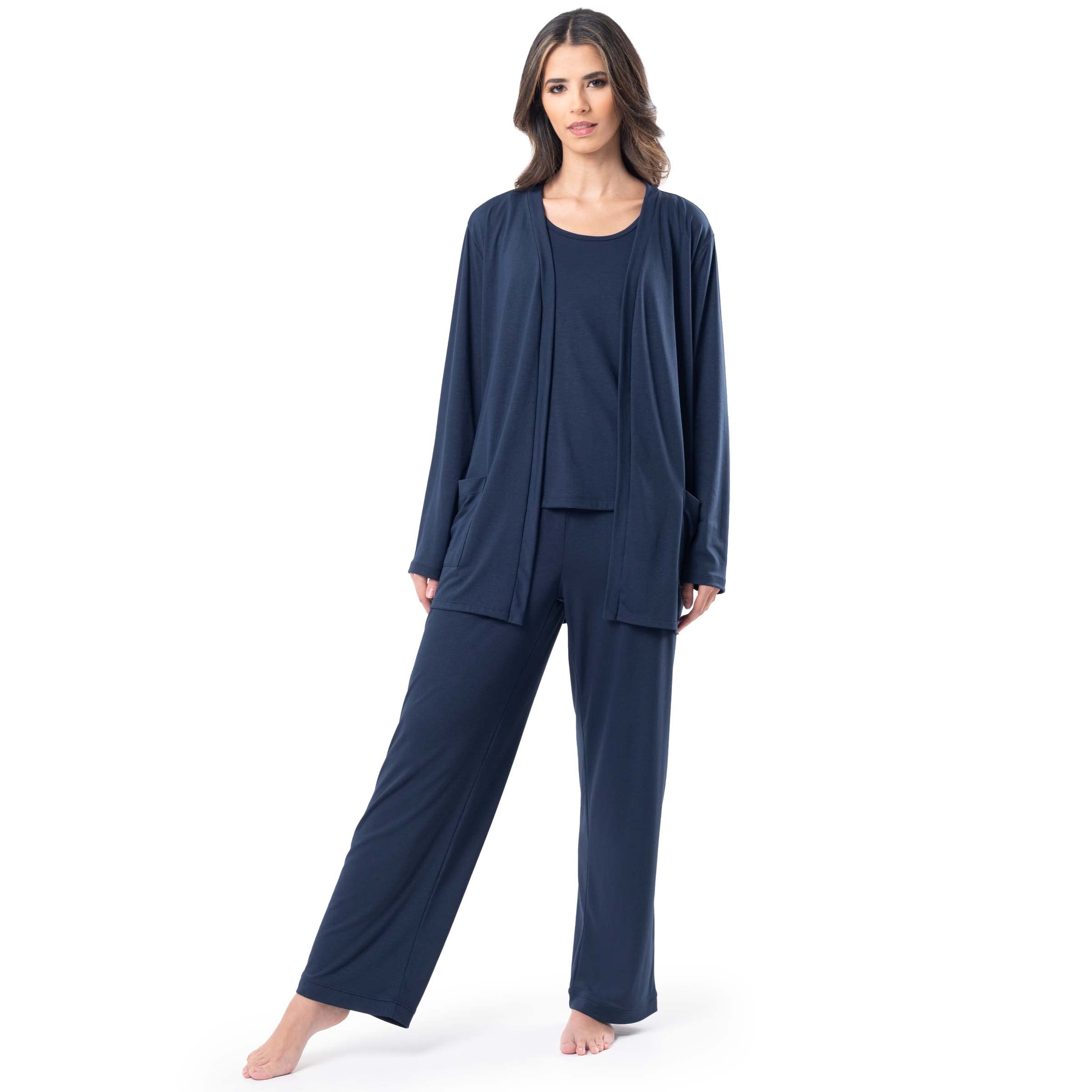 Fruit of the Loom womens Breathable Tank Top, Pant, and Cardigan Sleep Set