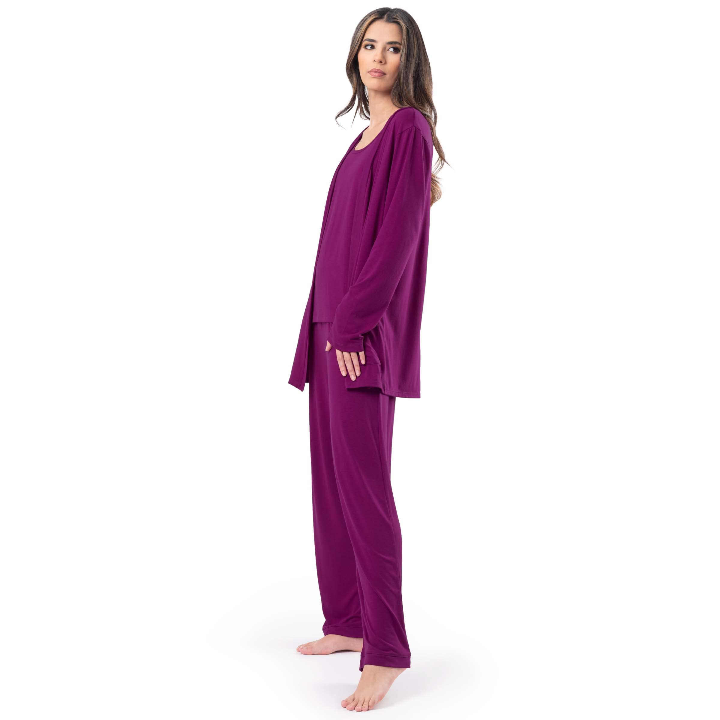 Fruit of the Loom womens Breathable Tank Top, Pant, and Cardigan Sleep Set