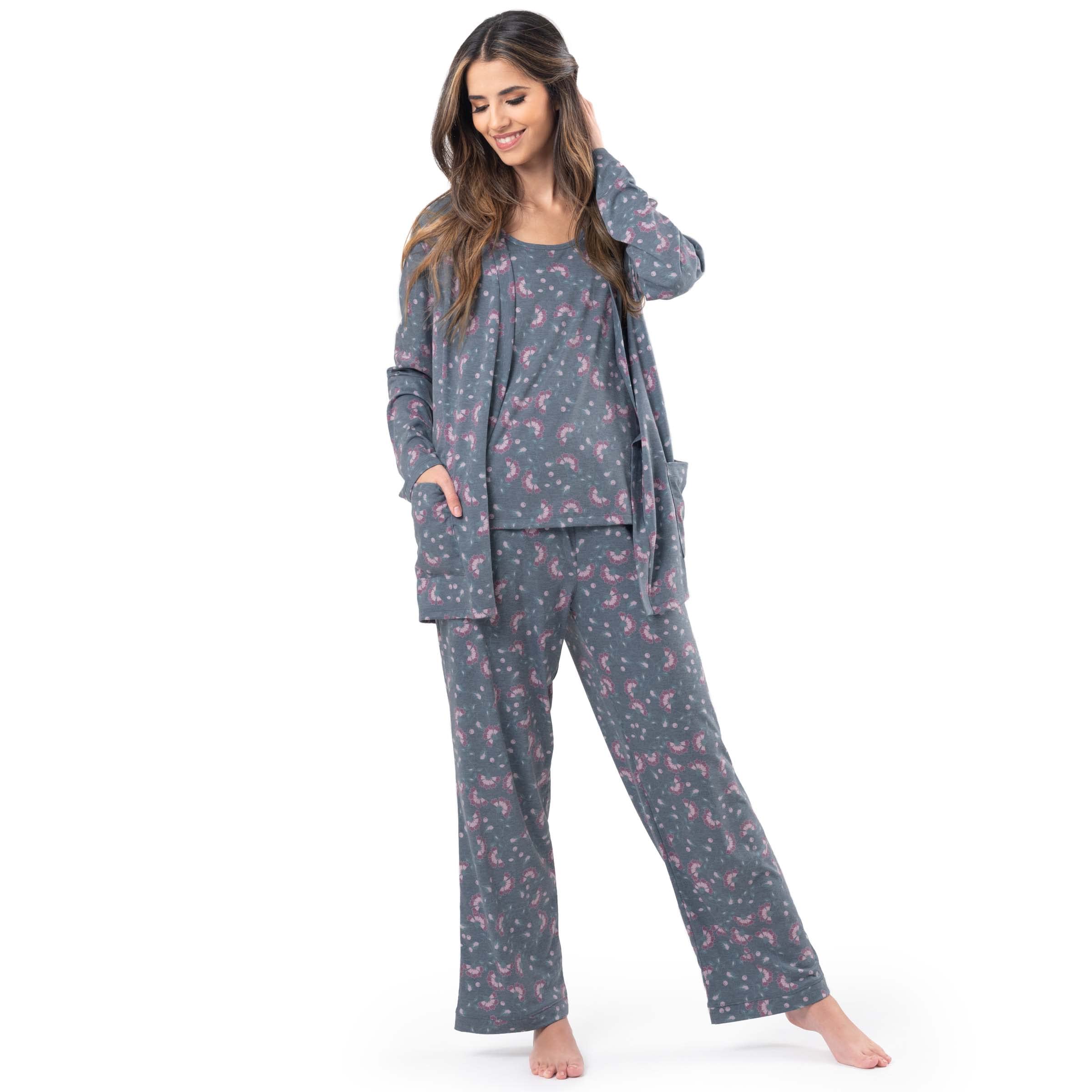 Fruit of the Loom womens Breathable Tank Top, Pant, and Cardigan Sleep Set