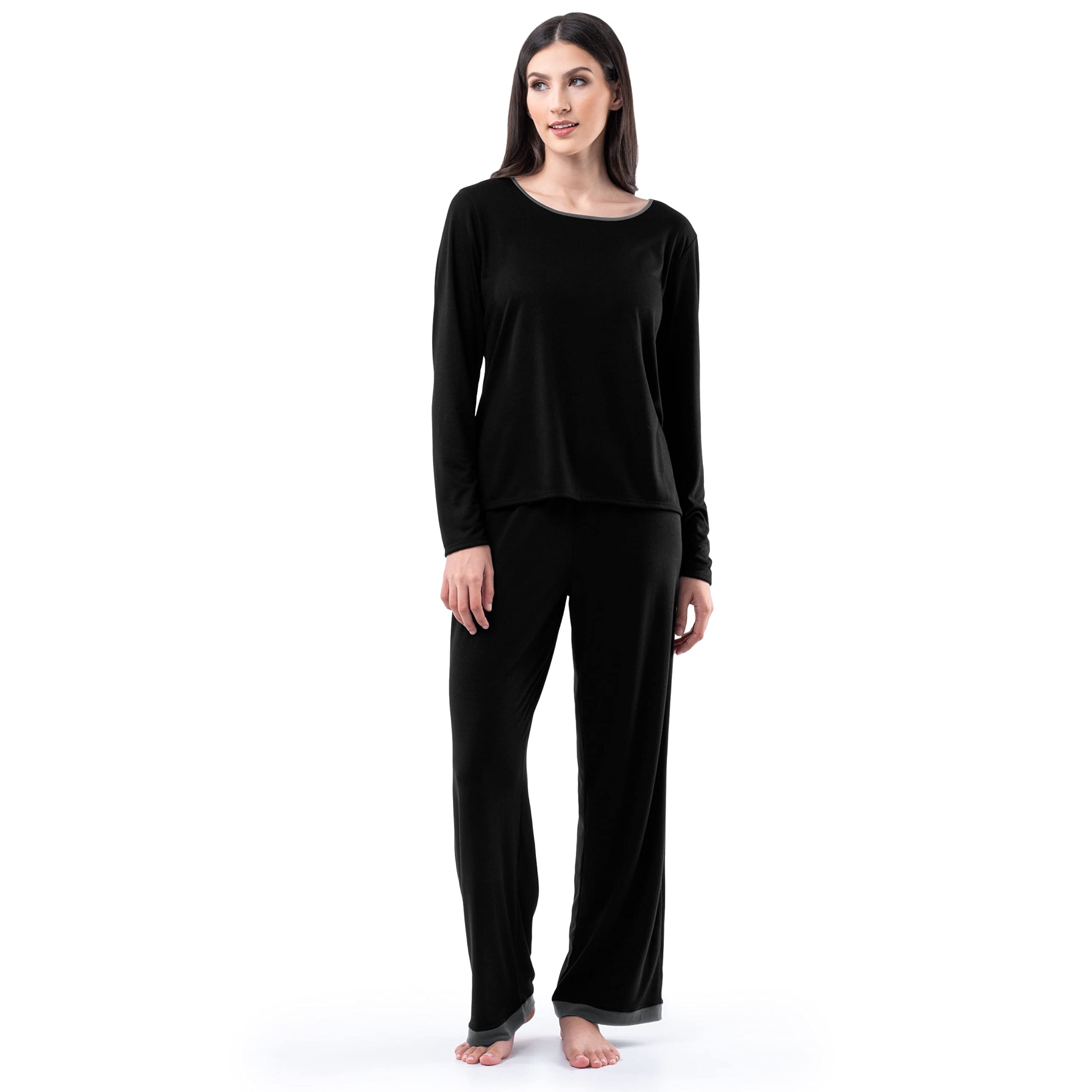 Fruit of the Loom womens Long Sleeve Tee and Pant 2 Piece Sleep Set