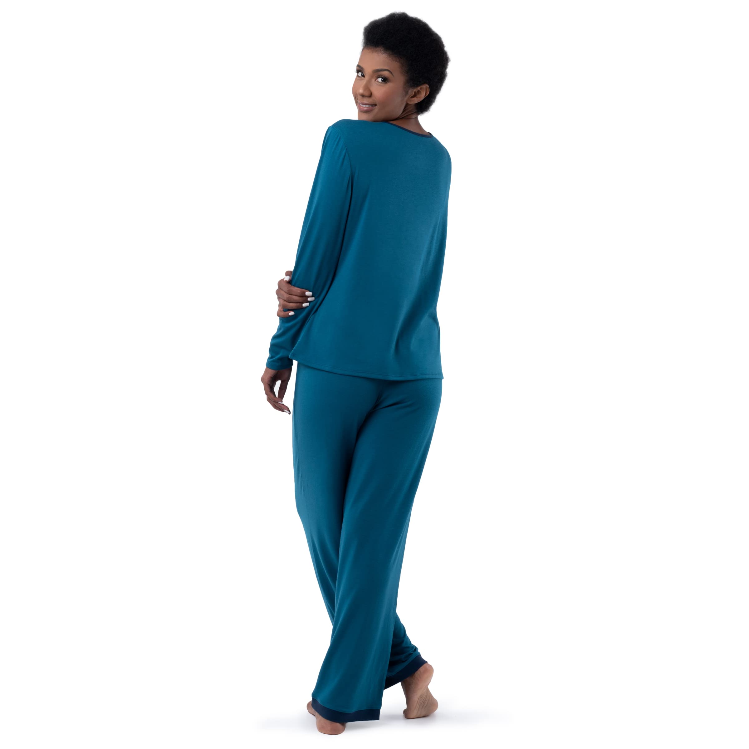 Fruit of the Loom womens Long Sleeve Tee and Pant 2 Piece Sleep Set