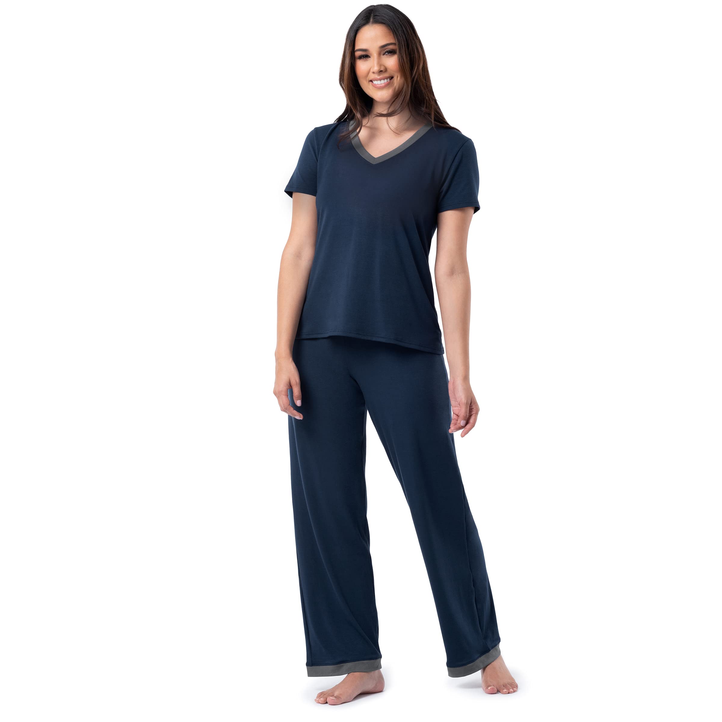 Fruit of the Loom Women's Short Sleeve Tee and Pant 2 Piece Sleep Pajama Set