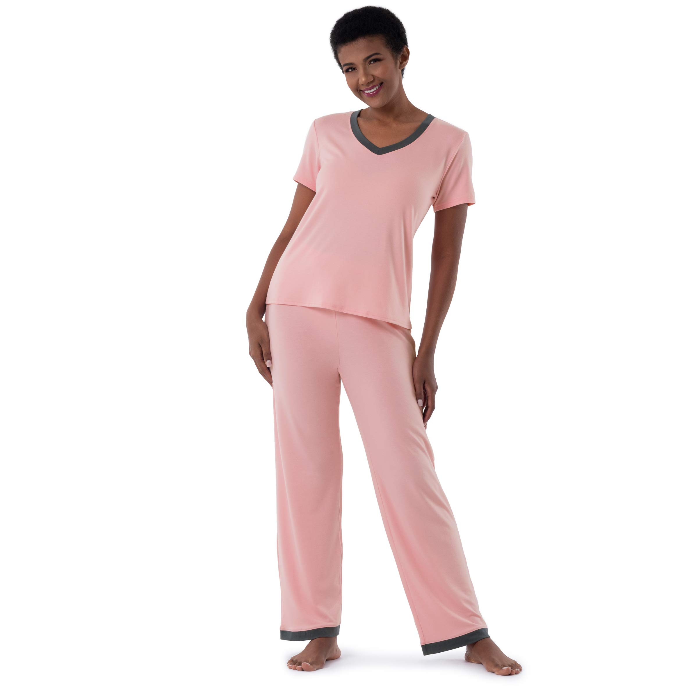 Fruit of the Loom Women's Short Sleeve Tee and Pant 2 Piece Sleep Pajama Set