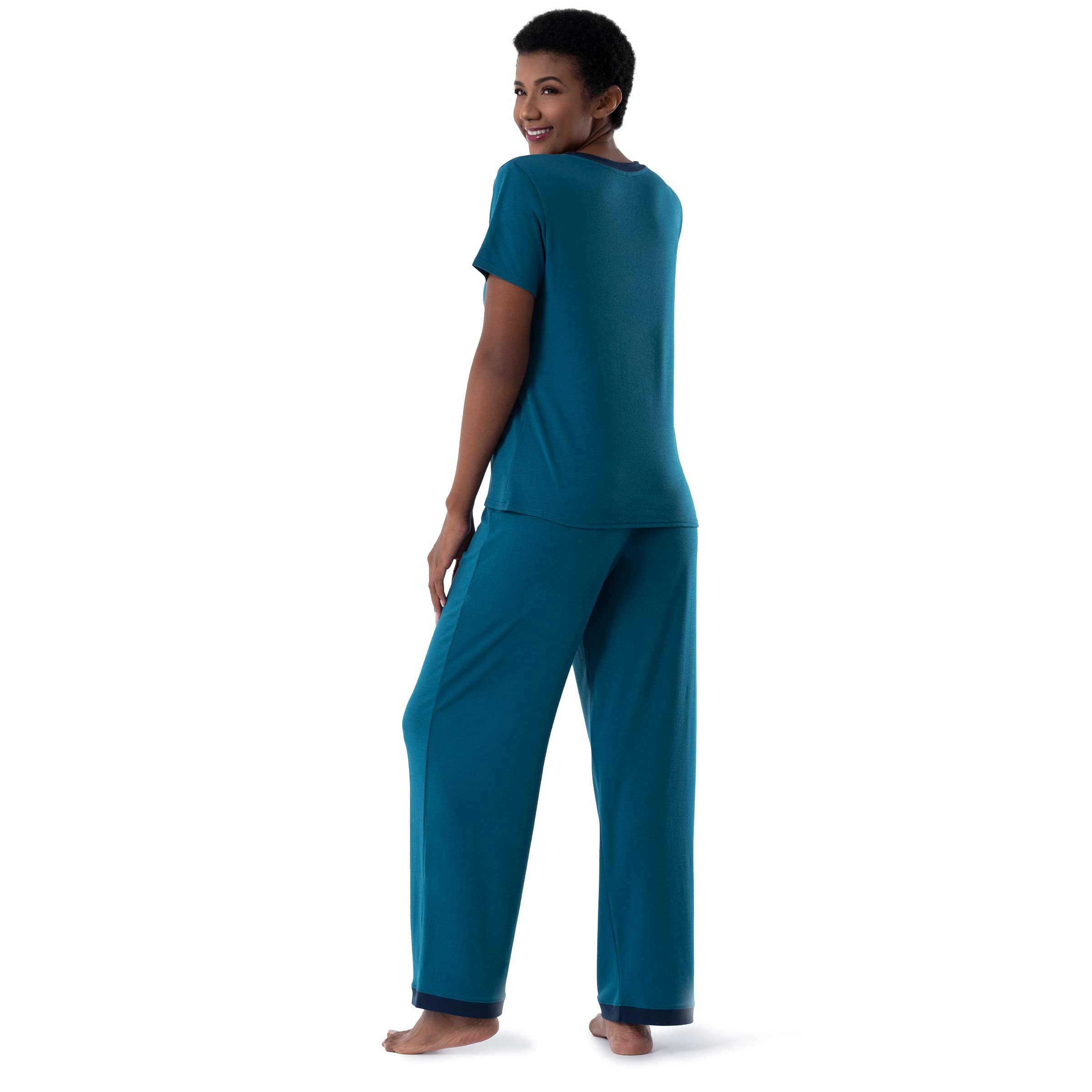 Fruit of the Loom Women's Short Sleeve Tee and Pant 2 Piece Sleep Pajama Set