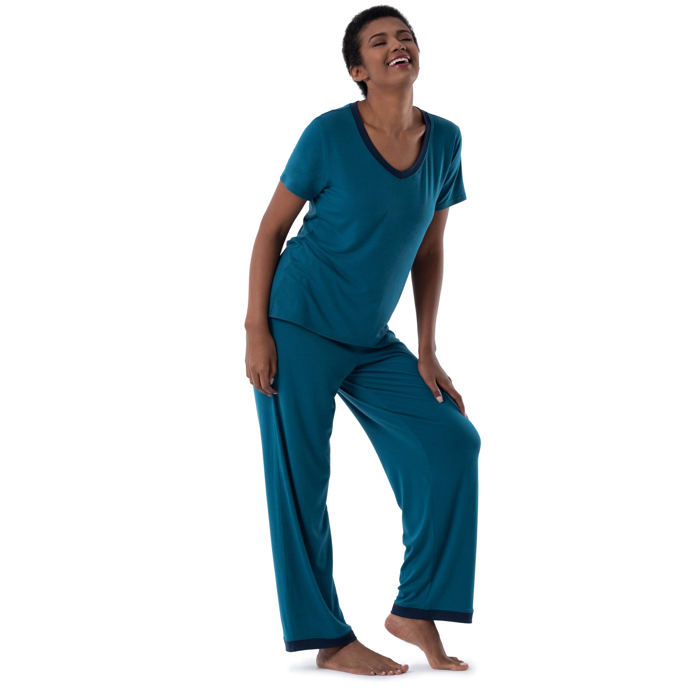 Fruit of the Loom Women's Short Sleeve Tee and Pant 2 Piece Sleep Pajama Set