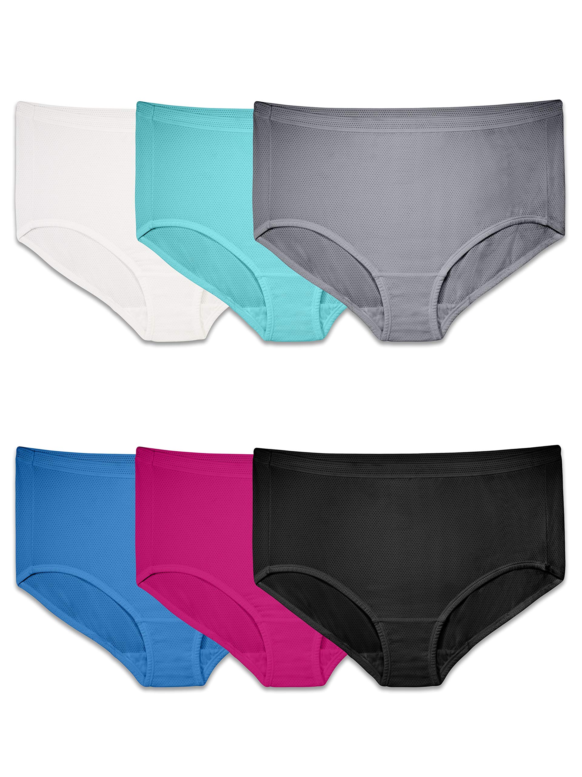 Fruit of the Loom womens Fit for Me Plus Size Underwear Briefs, Brief - Breathable Micro Mesh Assorted, 11 US