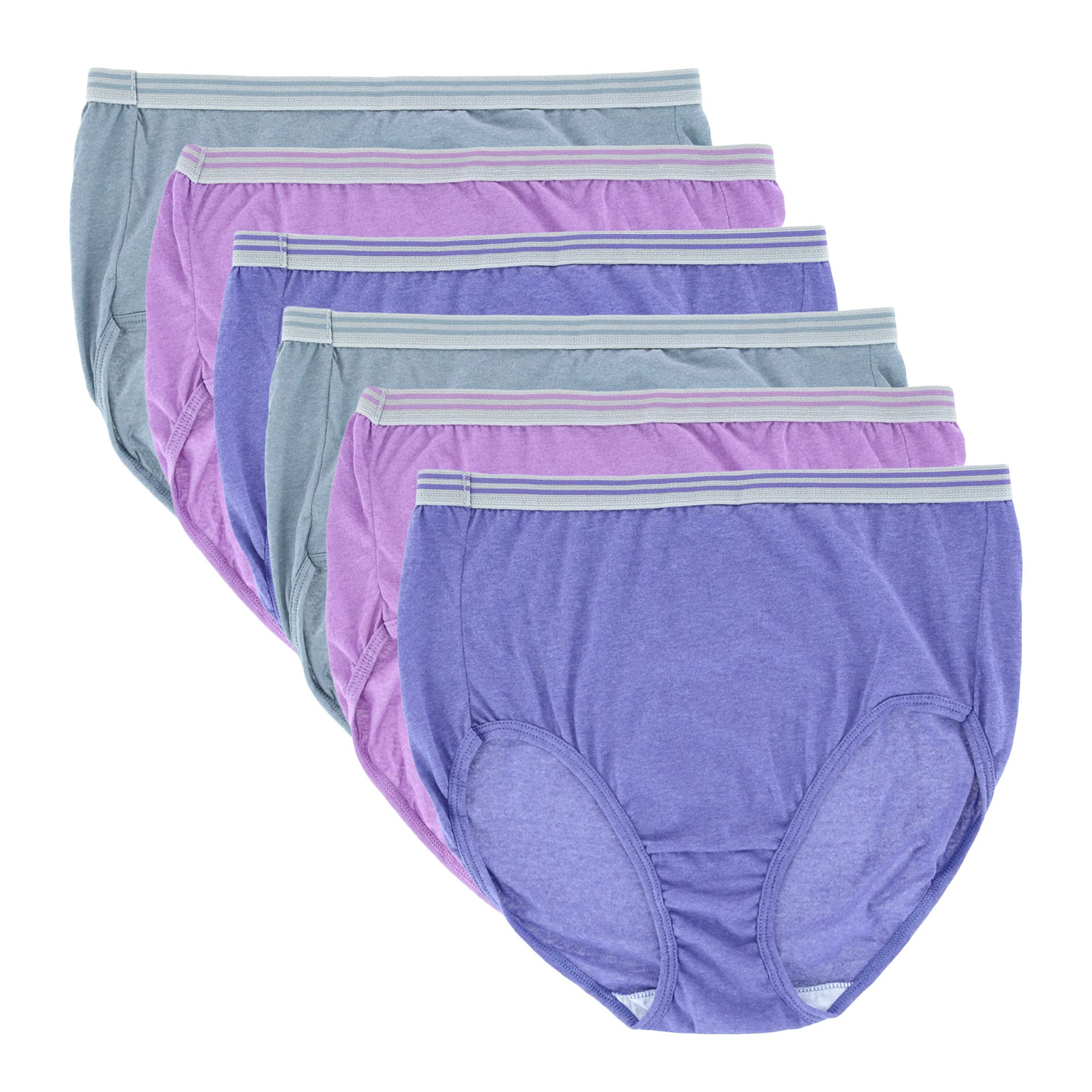 Fruit of the Loom Women's Plus-Size Fit For Me Women's Heather Briefs, 6 Pack Underwear, -Assorted, 11