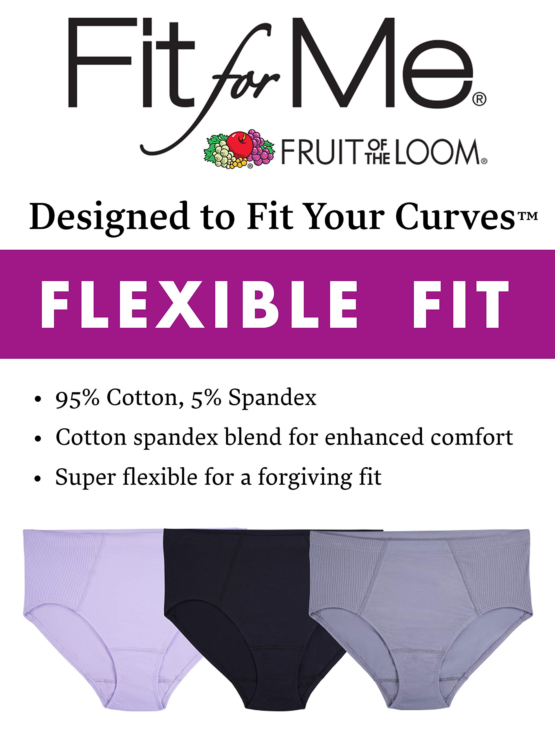 Fruit of the Loom womens Fit for Me Plus Size Underwear Briefs, Brief - Flexible Fit Assorted, 11 US