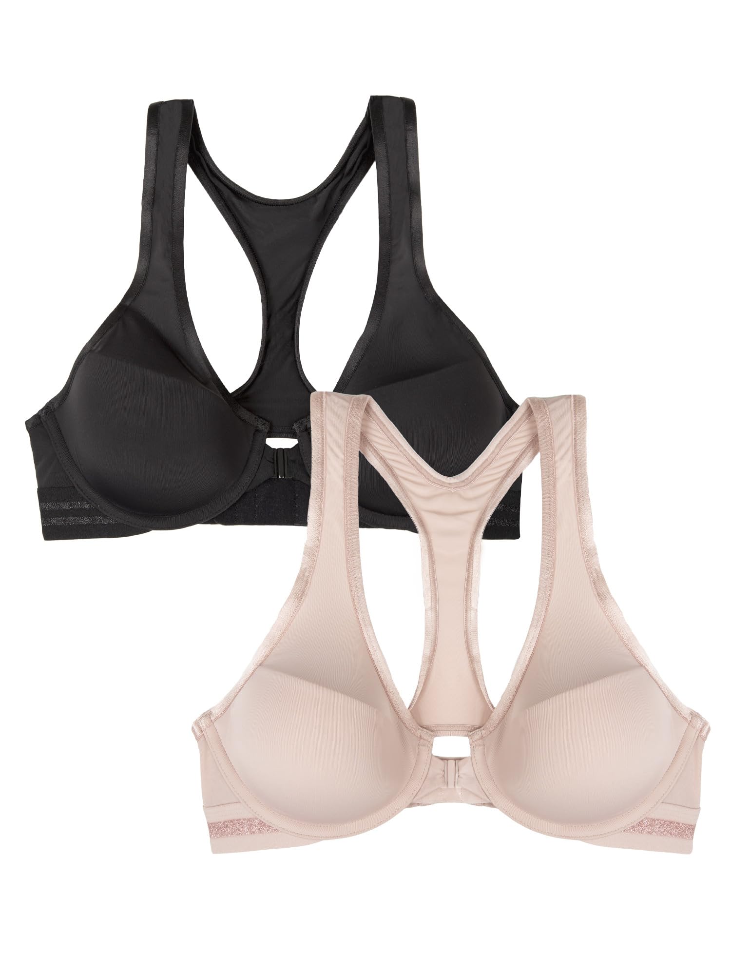 Fruit of the Loom A Fresh Collection Game Changer 2-Pack Front & Back Closure Racerback Bras and Comfort for Women