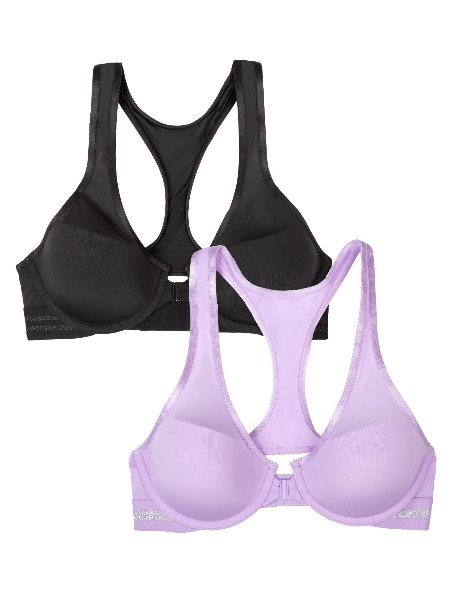 Fruit of the Loom A Fresh Collection Game Changer 2-Pack Front & Back Closure Racerback Bras and Comfort for Women